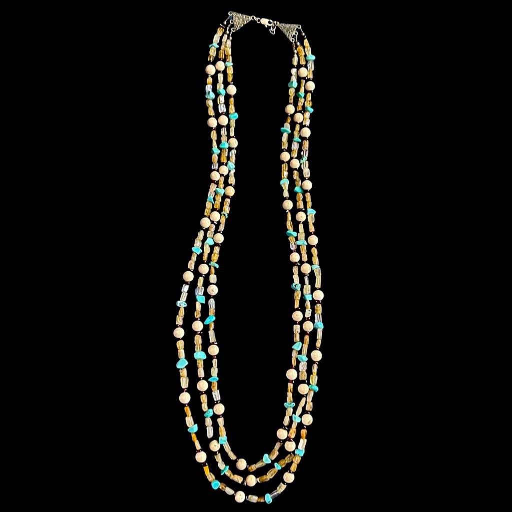 Handmade Artisan 3 Strand Necklace 30$